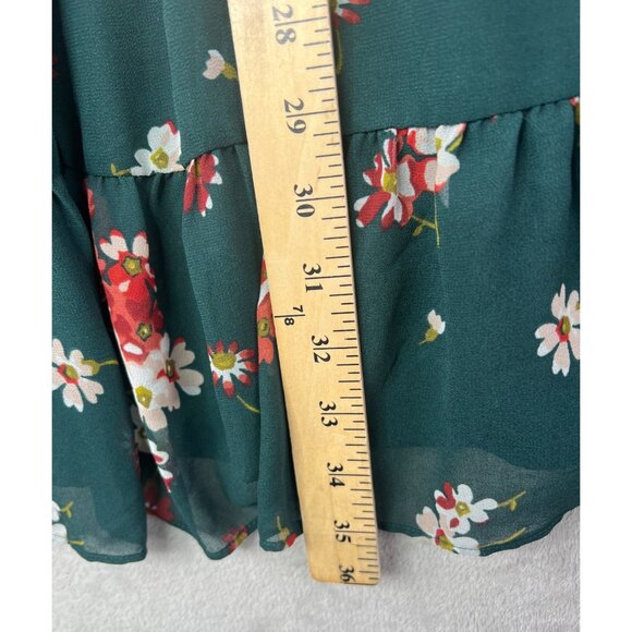 Madewell Womens Pintuck Green Floral Long Sleeve Dress Size 10 - Picture 6 of 15
